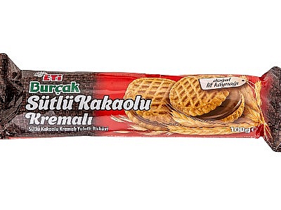 Eti Burçak Sütlü Kakaolu Kremalı Bisküvi