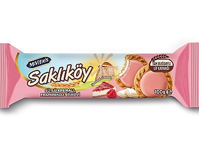 Saklıköy Sütlü Kremalı Frambuazlı Bisküvi